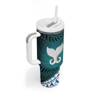 Aotearoa New Zealand Tumbler With Handle Maori Wera Paua Shell Teal Glitter