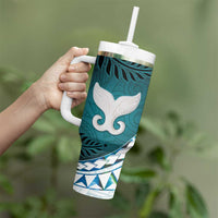 Aotearoa New Zealand Tumbler With Handle Maori Wera Paua Shell Teal Glitter