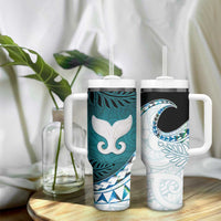 Aotearoa New Zealand Tumbler With Handle Maori Wera Paua Shell Teal Glitter