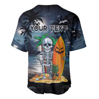 Personalised Hawaii Halloween Baseball Jersey Hallowaiian Skeleton Surf LT05 - Polynesian Pride