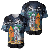 Personalised Hawaii Halloween Baseball Jersey Hallowaiian Skeleton Surf LT05 - Polynesian Pride