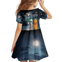 Personalised Hawaii Halloween Kid Short Sleeve Dress Hallowaiian Skeleton Surf LT05 - Polynesian Pride