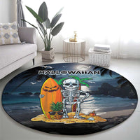 Hawaii Halloween Round Carpet Hallowaiian Skeleton Surf LT05 - Polynesian Pride