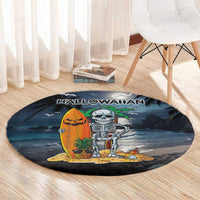 Hawaii Halloween Round Carpet Hallowaiian Skeleton Surf LT05 - Polynesian Pride