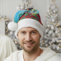 New Zealand Tomtit Christmas Santa Hat Maori Koru With Pohutukawa Galaxy Style - Polynesian Pride