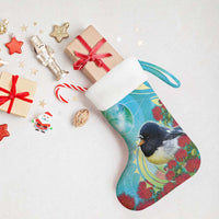 New Zealand Tomtit Christmas Stocking Maori Koru With Pohutukawa Galaxy Style - Polynesian Pride