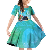 New Zealand Tomtit Family Matching Off Shoulder Short Dress and Hawaiian Shirt Maori Koru With Pohutukawa Galaxy Style - Polynesian Pride