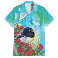 New Zealand Tomtit Family Matching Puletasi and Hawaiian Shirt Maori Koru With Pohutukawa Galaxy Style - Polynesian Pride