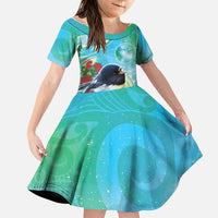 New Zealand Tomtit Family Matching Summer Maxi Dress and Hawaiian Shirt Maori Koru With Pohutukawa Galaxy Style - Polynesian Pride