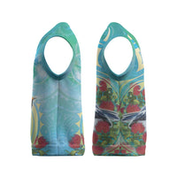 New Zealand Tomtit Christmas Knitted V-Neck Vest Maori Koru With Pohutukawa Galaxy Style - Polynesian Pride