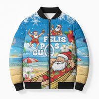 Guam Christmas Bomber Puffer Jacket Felis Pasgua Chilling Santa - Polynesian Pride