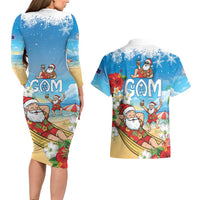 Guam Christmas Couples Matching Long Sleeve Bodycon Dress and Hawaiian Shirt Felis Pasgua Chilling Santa - Polynesian Pride