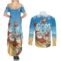 Guam Christmas Couples Matching Summer Maxi Dress and Long Sleeve Button Shirt Felis Pasgua Chilling Santa - Polynesian Pride