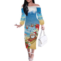 Guam Christmas Family Matching Off The Shoulder Long Sleeve Dress and Hawaiian Shirt Felis Pasgua Chilling Santa - Polynesian Pride