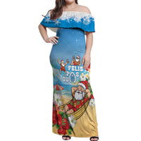 Guam Christmas Off Shoulder Maxi Dress Felis Pasgua Chilling Santa - Polynesian Pride