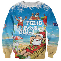 Guam Christmas Sweatshirt Felis Pasgua Chilling Santa - Polynesian Pride