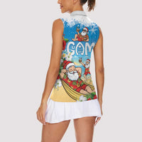 Guam Christmas Women Sleeveless Polo Shirt Felis Pasgua Chilling Santa - Polynesian Pride
