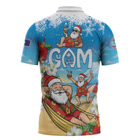 Guam Christmas Zipper Polo Shirt Felis Pasgua Chilling Santa - Polynesian Pride