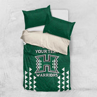 Custom Hawaii Football Bedding Set Rainbow Warriors Tropical Vibes - Polynesian Pride