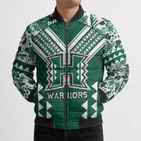 Custom Hawaii Football Bomber Puffer Jacket Rainbow Warriors Tropical Vibes - Polynesian Pride