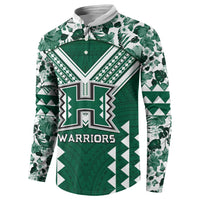 Custom Hawaii Football Button Sweatshirt Rainbow Warriors Tropical Vibes - Polynesian Pride