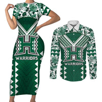 Custom Hawaii Football Couples Matching Short Sleeve Bodycon Dress and Long Sleeve Button Shirt Rainbow Warriors Tropical Vibes - Polynesian Pride
