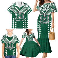 Custom Hawaii Football Family Matching Mermaid Dress and Hawaiian Shirt Rainbow Warriors Tropical Vibes - Polynesian Pride