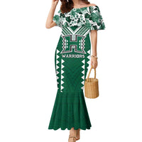 Custom Hawaii Football Family Matching Mermaid Dress and Hawaiian Shirt Rainbow Warriors Tropical Vibes - Polynesian Pride