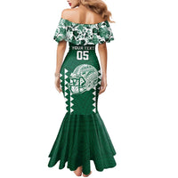 Custom Hawaii Football Family Matching Mermaid Dress and Hawaiian Shirt Rainbow Warriors Tropical Vibes - Polynesian Pride