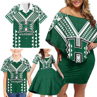 Custom Hawaii Football Family Matching Off Shoulder Short Dress and Hawaiian Shirt Rainbow Warriors Tropical Vibes LT05 - Polynesian Pride