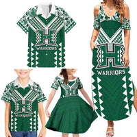 Custom Hawaii Football Family Matching Summer Maxi Dress and Hawaiian Shirt Rainbow Warriors Tropical Vibes - Polynesian Pride