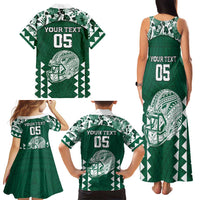 Custom Hawaii Football Family Matching Tank Maxi Dress and Hawaiian Shirt Rainbow Warriors Tropical Vibes - Polynesian Pride