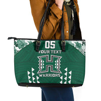 Custom Hawaii Football Leather Tote Bag Rainbow Warriors Tropical Vibes - Polynesian Pride