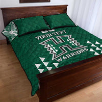 Custom Hawaii Football Quilt Bed Set Rainbow Warriors Tropical Vibes - Polynesian Pride