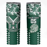 Custom Hawaii Football Skinny Tumbler Rainbow Warriors Tropical Vibes - Polynesian Pride