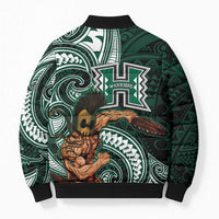 Hawaii Ikaika Warrior Football Bomber Puffer Jacket Polynesian Tribal Tattoo - Polynesian Pride