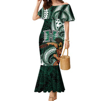 Hawaii Ikaika Warrior Football Family Matching Mermaid Dress and Hawaiian Shirt Polynesian Tribal Tattoo - Polynesian Pride