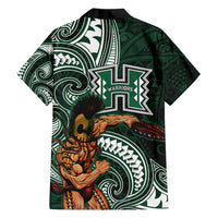 Hawaii Ikaika Warrior Football Family Matching Off Shoulder Short Dress and Hawaiian Shirt Polynesian Tribal Tattoo - Polynesian Pride