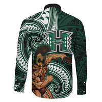 Hawaii Ikaika Warrior Football Family Matching Off Shoulder Short Dress and Hawaiian Shirt Polynesian Tribal Tattoo - Polynesian Pride
