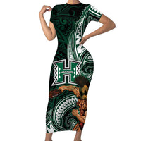 Hawaii Ikaika Warrior Football Family Matching Short Sleeve Bodycon Dress and Hawaiian Shirt Polynesian Tribal Tattoo - Polynesian Pride