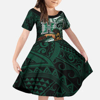 Hawaii Ikaika Warrior Football Family Matching Summer Maxi Dress and Hawaiian Shirt Polynesian Tribal Tattoo - Polynesian Pride