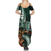 Hawaii Ikaika Warrior Football Family Matching Summer Maxi Dress and Hawaiian Shirt Polynesian Tribal Tattoo - Polynesian Pride