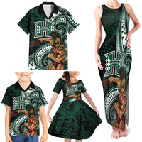Hawaii Ikaika Warrior Football Family Matching Tank Maxi Dress and Hawaiian Shirt Polynesian Tribal Tattoo - Polynesian Pride