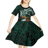 Hawaii Ikaika Warrior Football Kid Short Sleeve Dress Polynesian Tribal Tattoo - Polynesian Pride