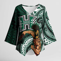Hawaii Ikaika Warrior Football Kimono Sleeve Blouse Polynesian Tribal Tattoo LT05 Female Black - Polynesian Pride