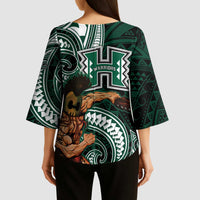 Hawaii Ikaika Warrior Football Kimono Sleeve Blouse Polynesian Tribal Tattoo LT05 - Polynesian Pride