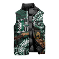 Hawaii Ikaika Warrior Football Sleeveless Puffer Jacket Polynesian Tribal Tattoo - Polynesian Pride