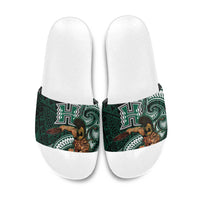 Hawaii Ikaika Warrior Football Slide Sandals Polynesian Tribal Tattoo LT05 Black - Polynesian Pride