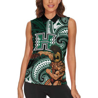 Hawaii Ikaika Warrior Football Women Sleeveless Polo Shirt Polynesian Tribal Tattoo - Polynesian Pride