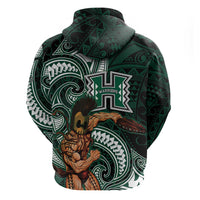 Hawaii Ikaika Warrior Football Zip Hoodie Polynesian Tribal Tattoo - Polynesian Pride